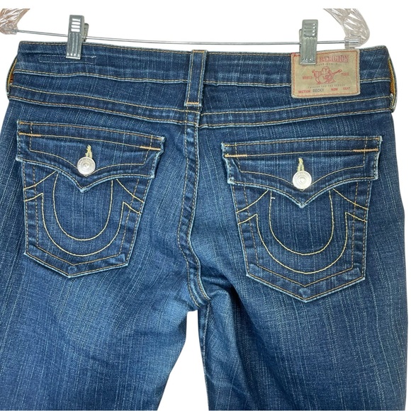 True Religion Jeans Woman 30 Becky Blue Mid Rise Bootcut Flap Pocket Made USA - Picture 8 of 14